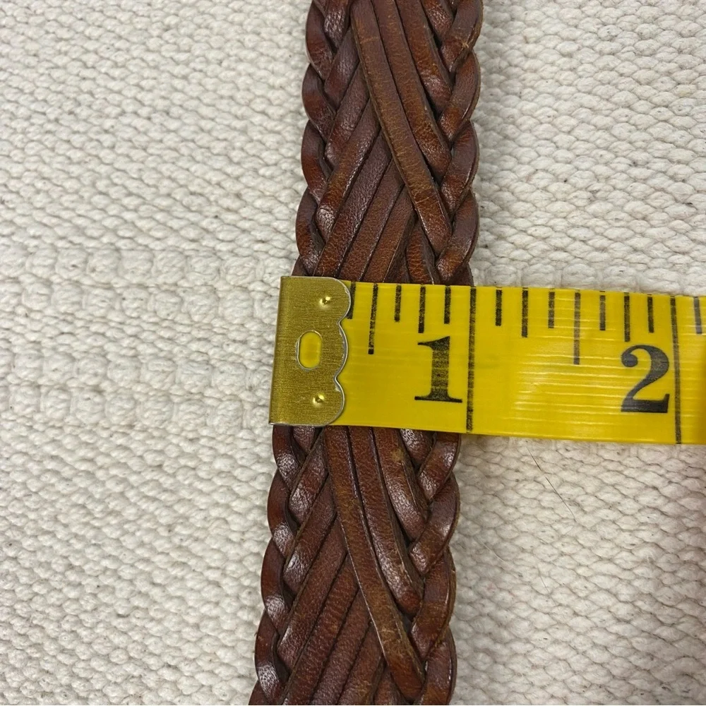 Vtg Italian Leather Braided Woven Western Belt Brown Womens size Small